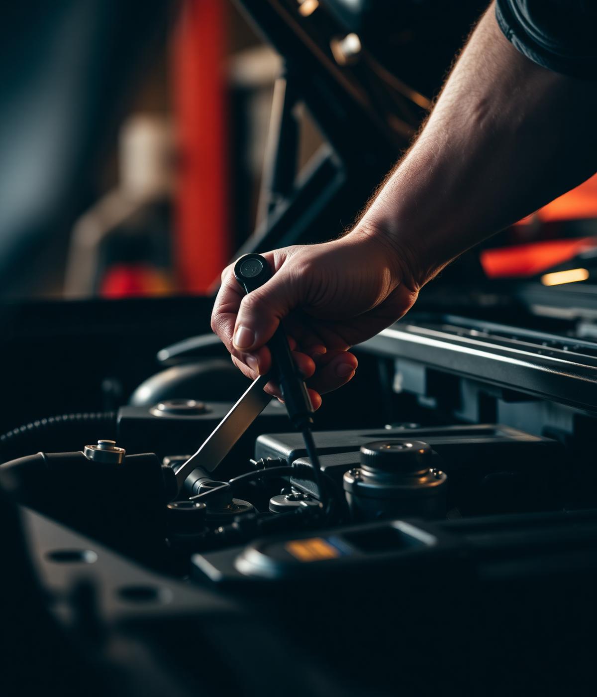 Master technician working on car engine